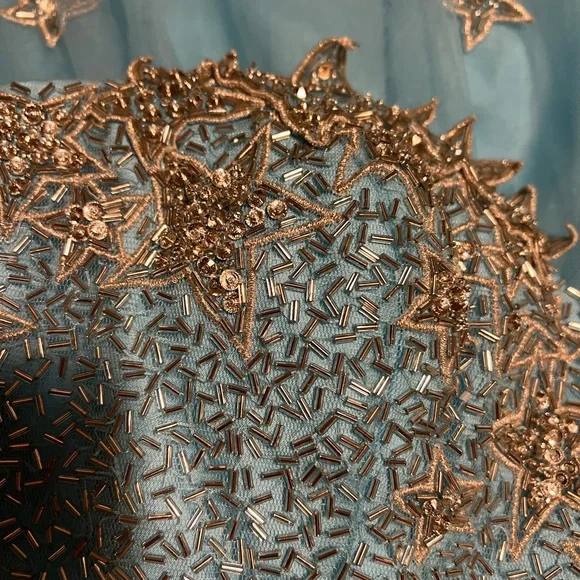 Sherri Hill Ice Blue Strapless Prom Dress with Beaded Star Design Size 4 - Picture 8 of 8